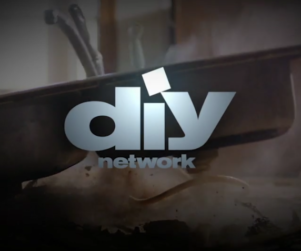 DIY Network logo over a still of a kitchen sink hitting a surface